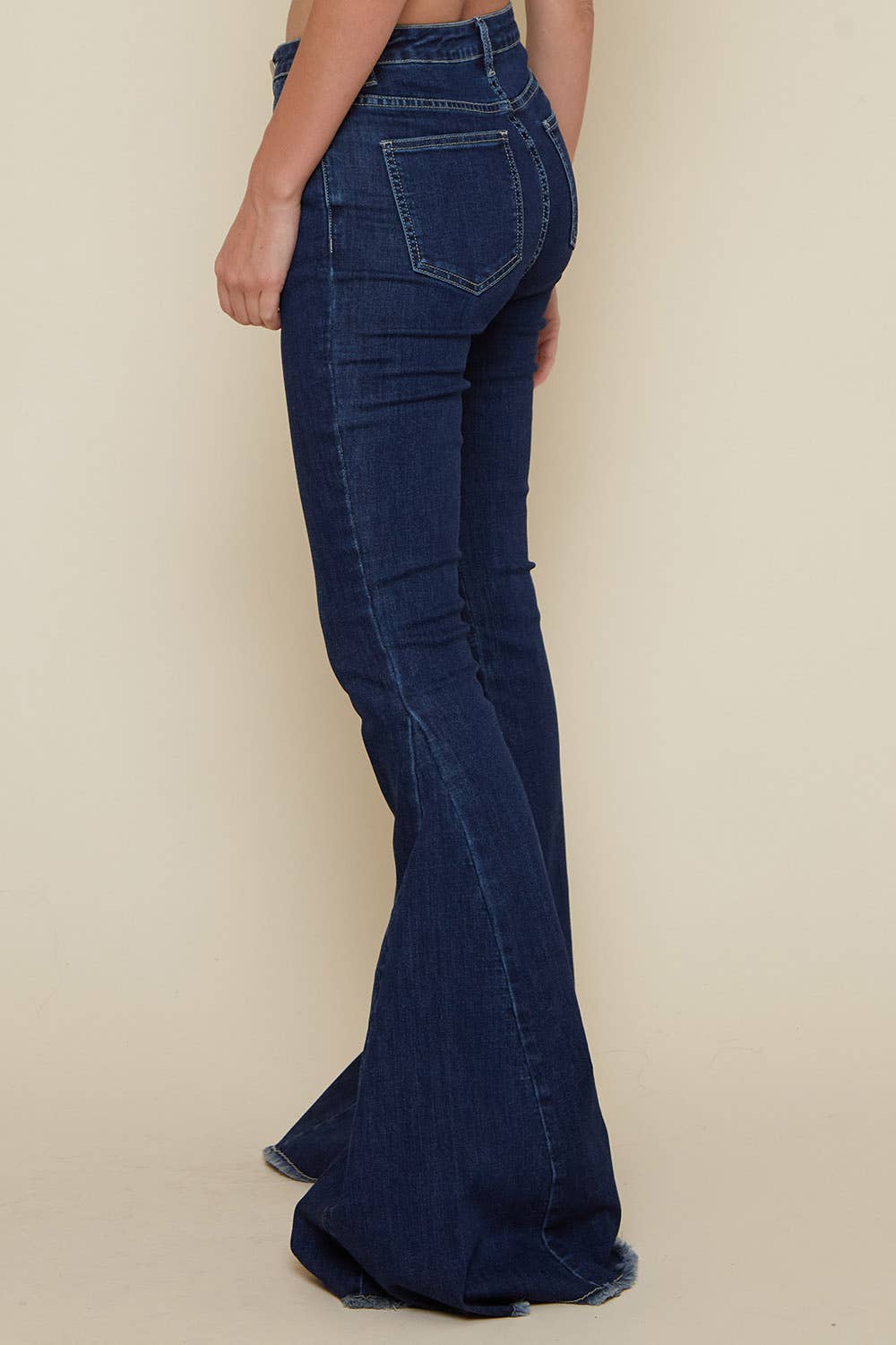 Dark Denim Criss Cross Upsized Bell Bottoms