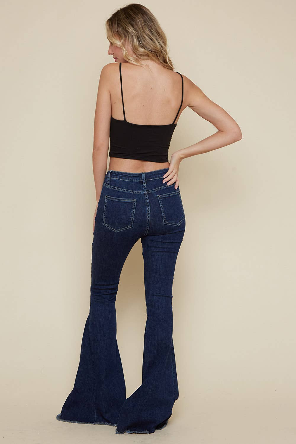 Dark Denim Criss Cross Upsized Bell Bottoms