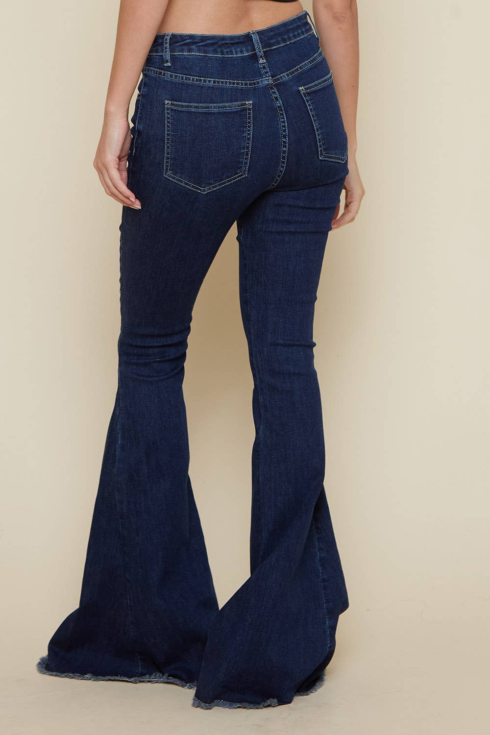 Dark Denim Criss Cross Upsized Bell Bottoms