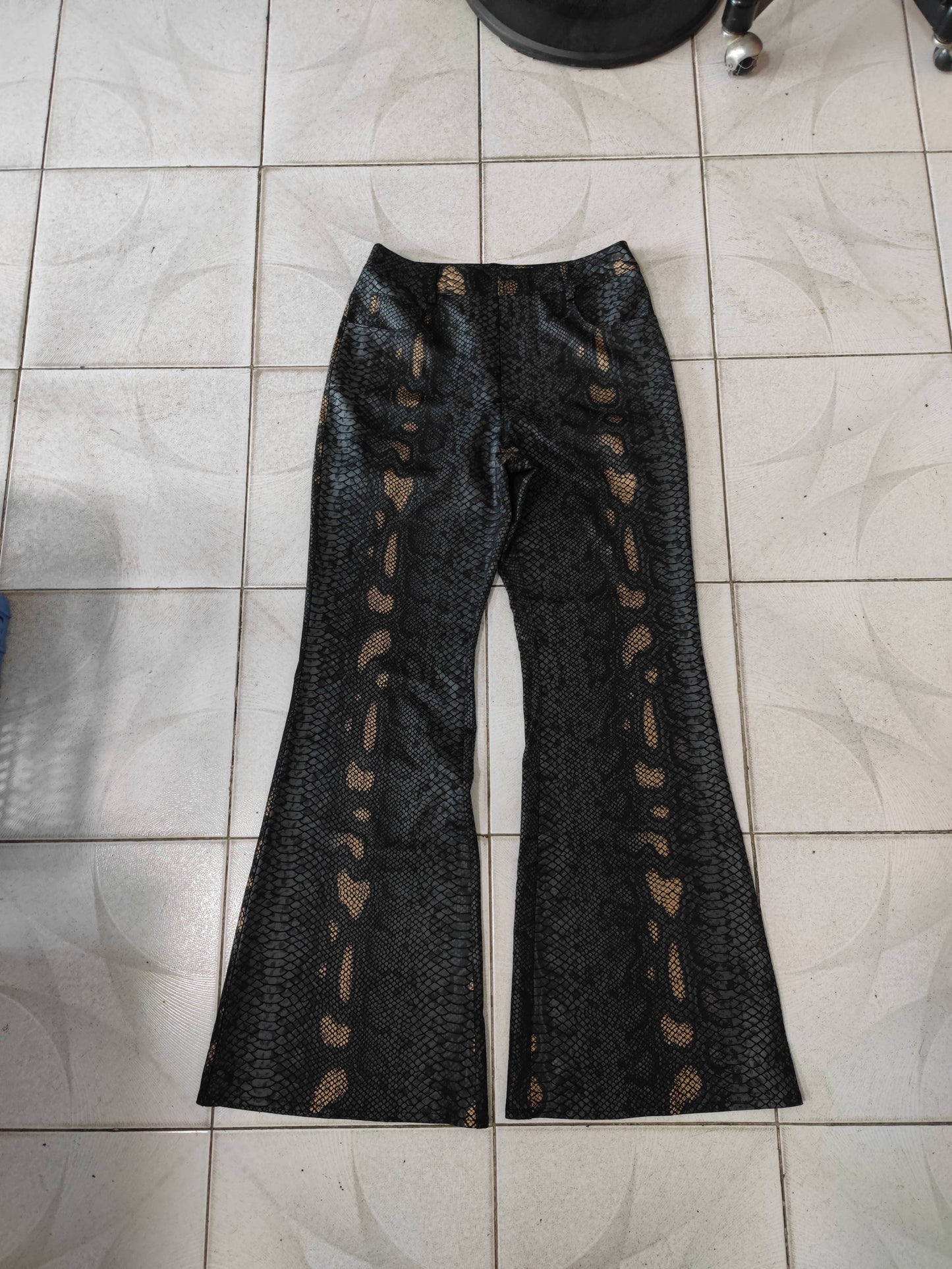 Snake Texture Tight Bell Bottoms