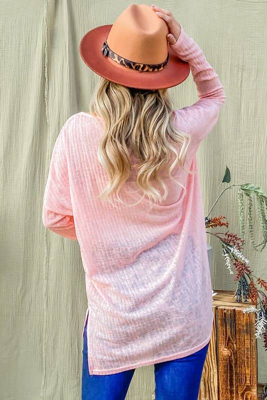 Textured Knit Casual Tunic Top