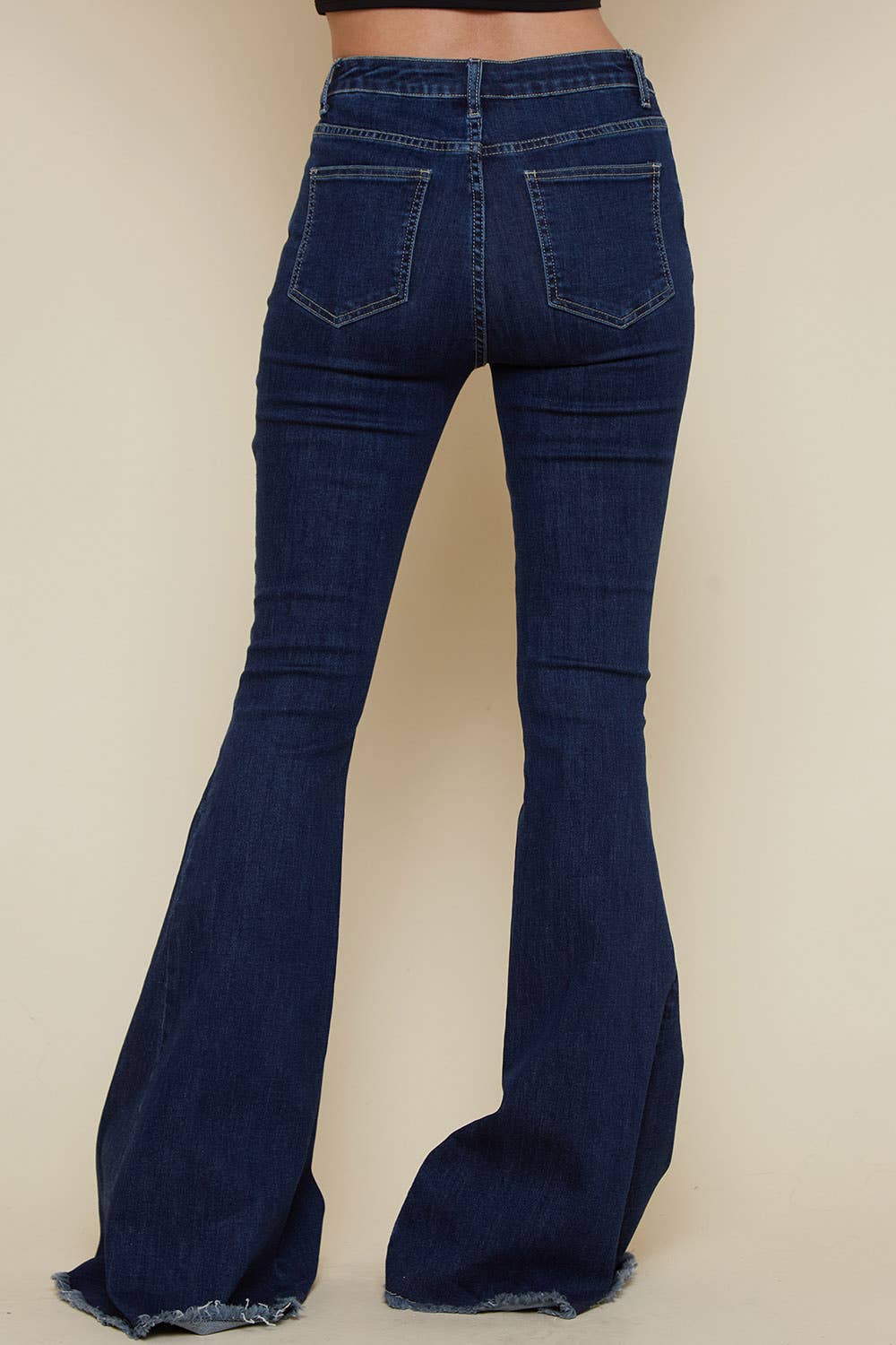 Dark Denim Criss Cross Upsized Bell Bottoms