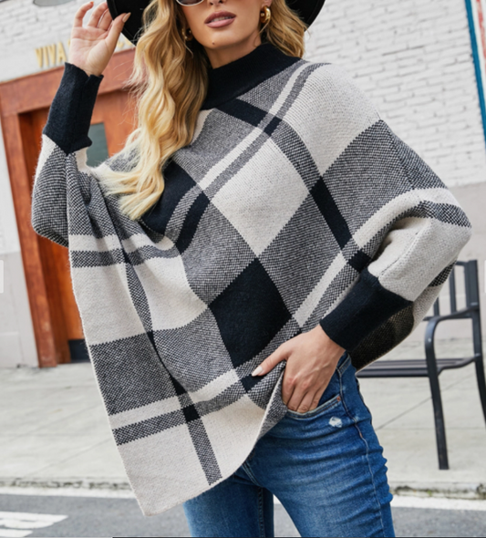 Seeking Comfort Black Multi Plaid Shawl