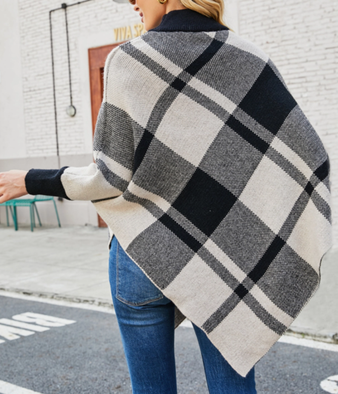 Seeking Comfort Black Multi Plaid Shawl