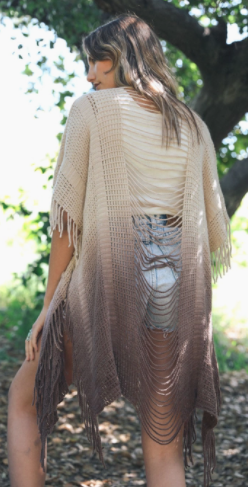 Fringe Boho Style Ombre Ruana