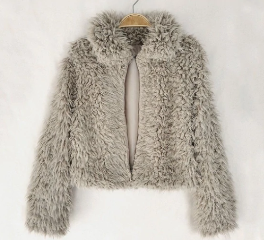 Furry Solid Color Long Sleeve Sexy Jacket