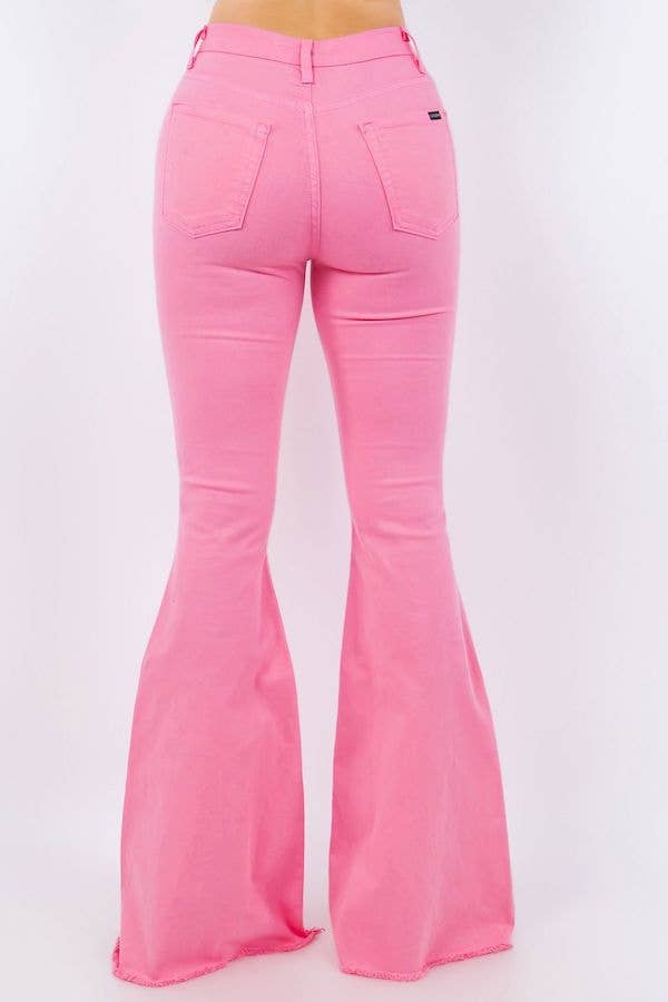 Bell Bottom Jean in Neon Pink