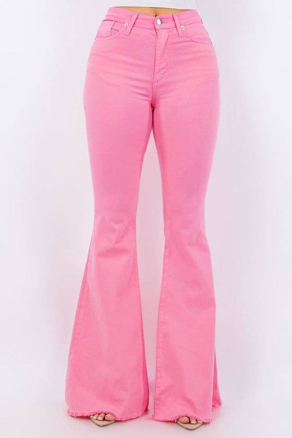 Bell Bottom Jean in Neon Pink