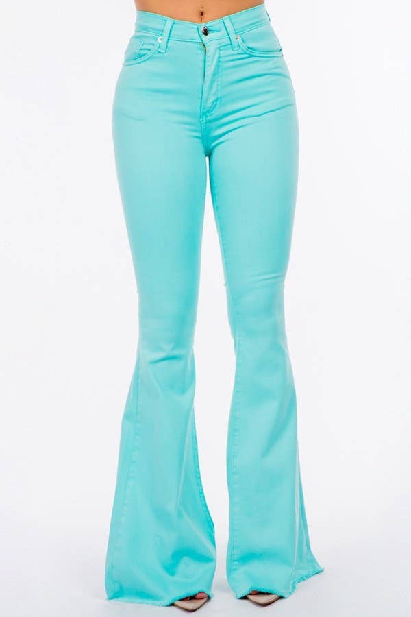 Bell Bottom Jean in Turquoise Mint