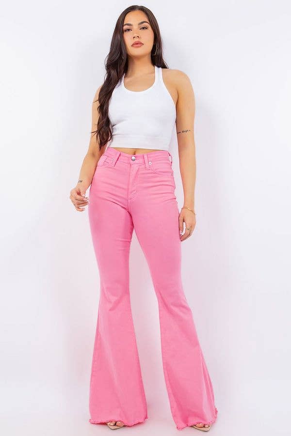 Bell Bottom Jean in Neon Pink