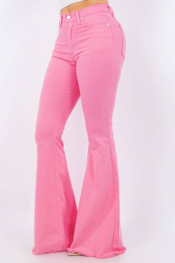 Bell Bottom Jean in Neon Pink