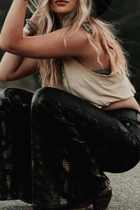 Snake Texture Tight Bell Bottoms