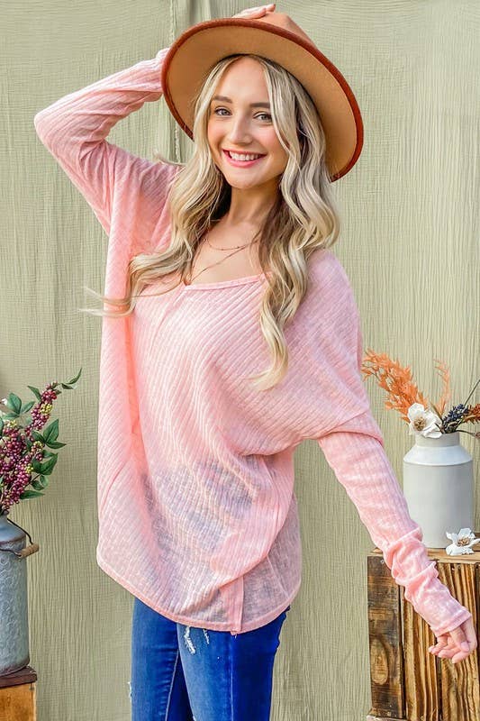 Textured Knit Casual Tunic Top