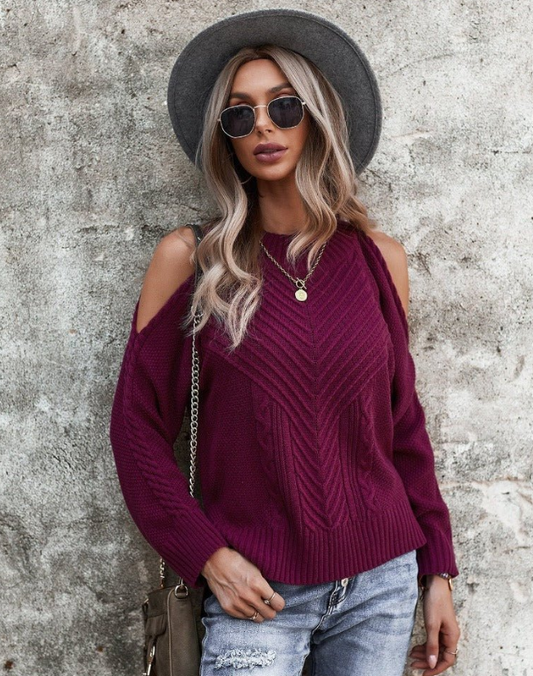 Chic Shoulder Cutout Sweater