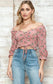 Floral Print Ruched Front Adjustable Tie Crop Top