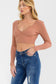 Long Sleeve V-Neck Ribbed Crop Top