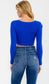 Long Sleeve V-Neck Ribbed Crop Top