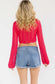 Long Sleeve Front Tie Knit Crop Top