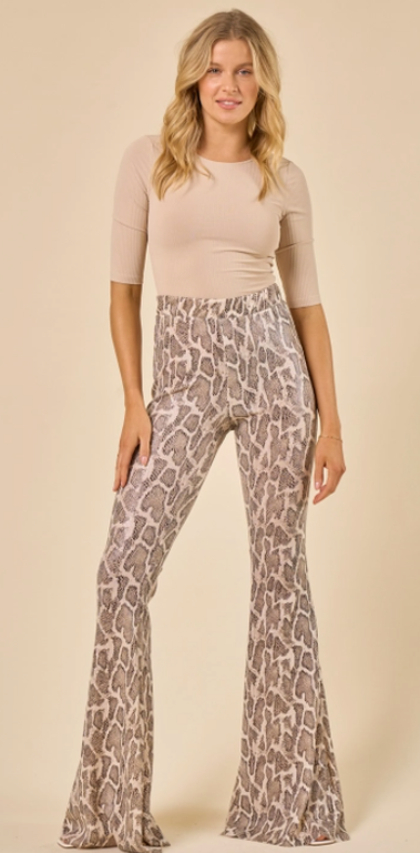 Snake Print Bodycon Bell Pants