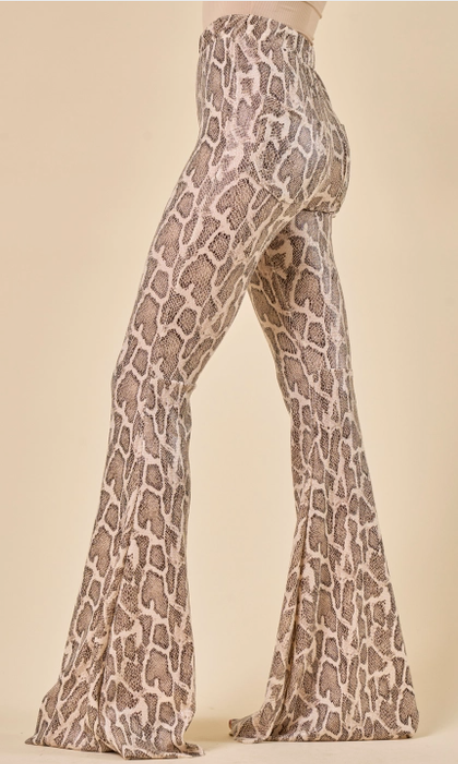 Snake Print Bodycon Bell Pants