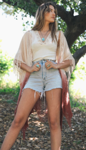 Fringe Boho Style Ombre Ruana