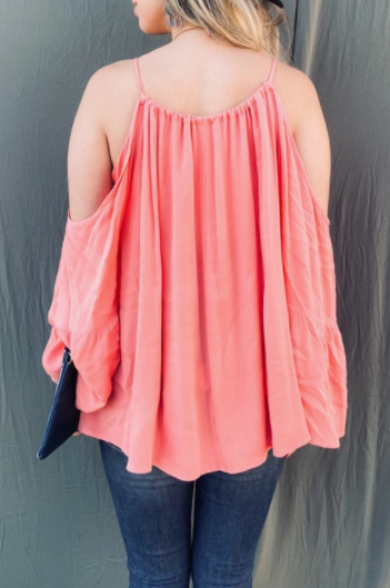 Cold Shoulder Halter Neck With Front Tie Top