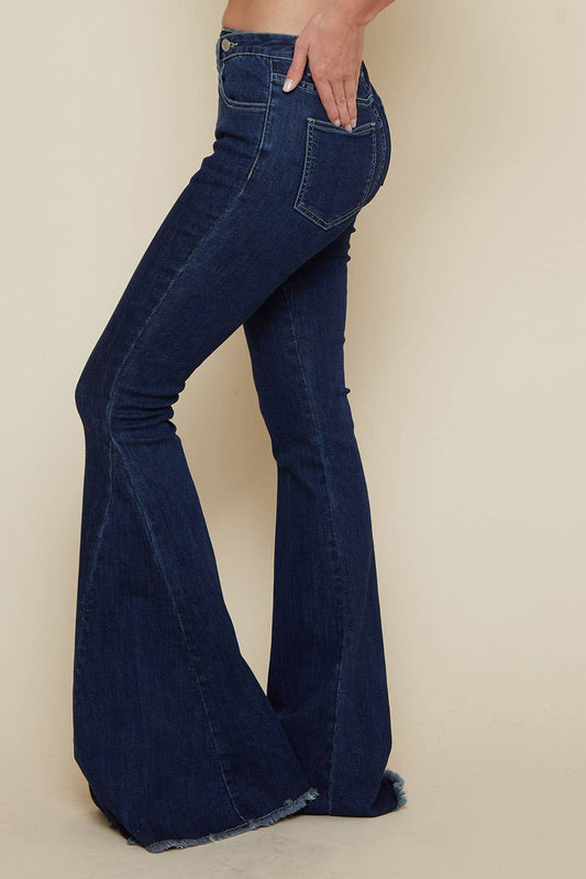 Dark Denim Criss Cross Upsized Bell Bottoms