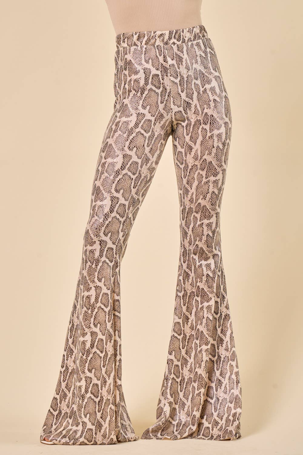 Snake Print Bodycon Bell Pants