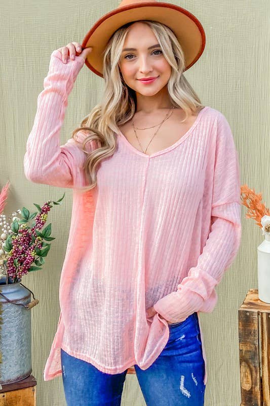 Textured Knit Casual Tunic Top